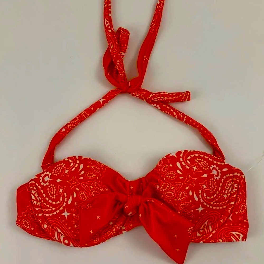 Wildfox La Bandita Push up halter bow bikini top with removable straps